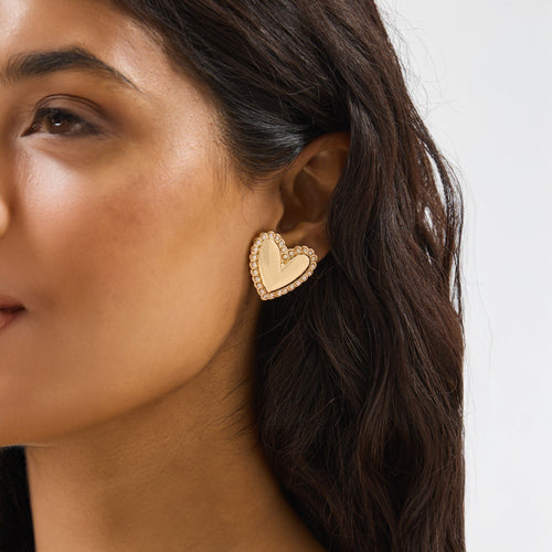 Statement Pearl Heart Stud