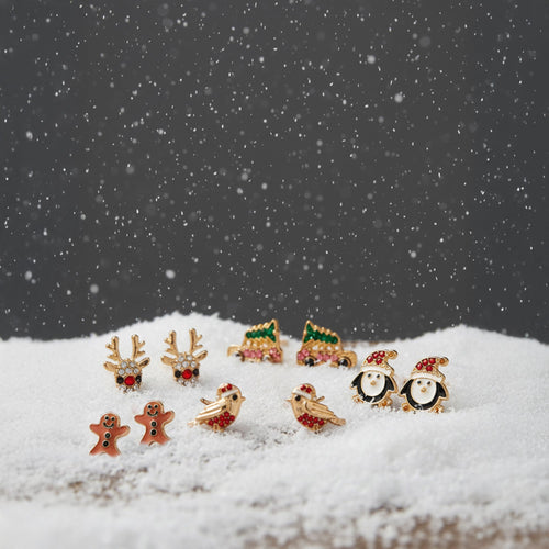 5-Pack Christmas Stud  Earrings