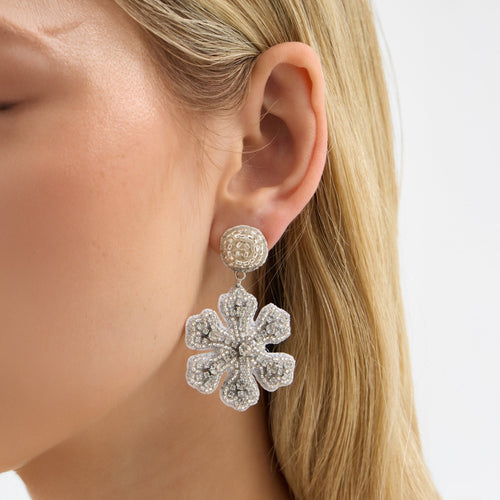 Beaded Snowflake Drop Earrings