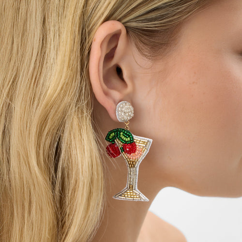 Beaded Cocktail Drop Earr