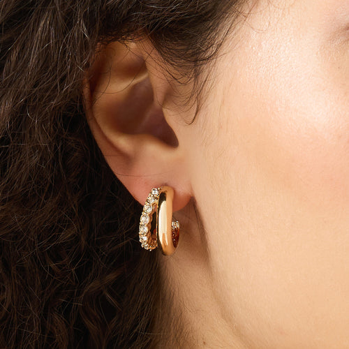 Mini Diamante Double Hoop Earrings