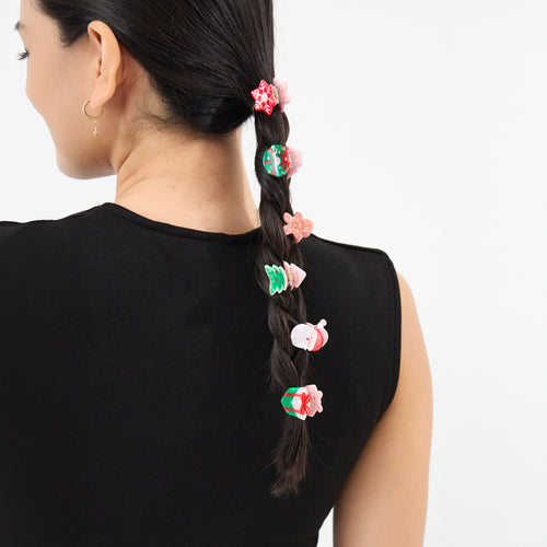 Pack Of 6 Mini Christmas Hair Claw Clips