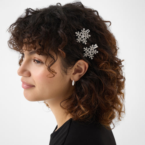 Pack Of 2 Diamanté Snowflake Hair Clips