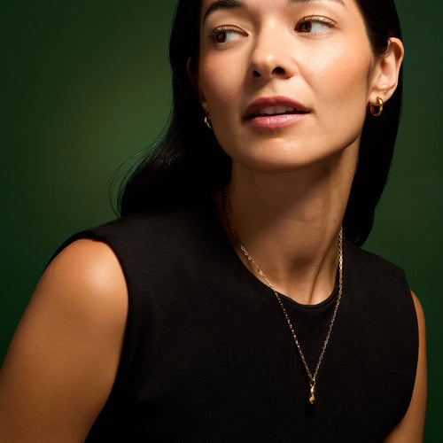 Stainless Steel Molten Nugget Pendant Necklace