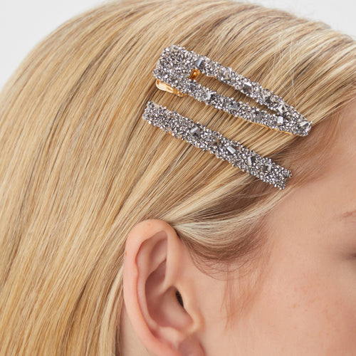 Pack of 2 Silver Sparkle Hair Clips