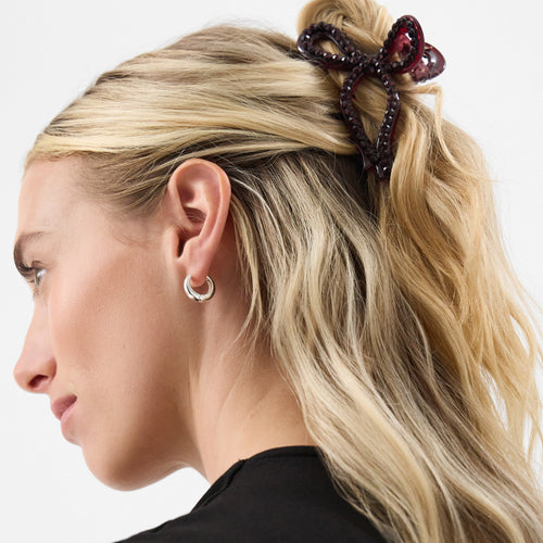 Gemstone Bow Hair Claw Clips
