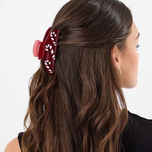 Candy Cane Glitter Hair Claw Clip