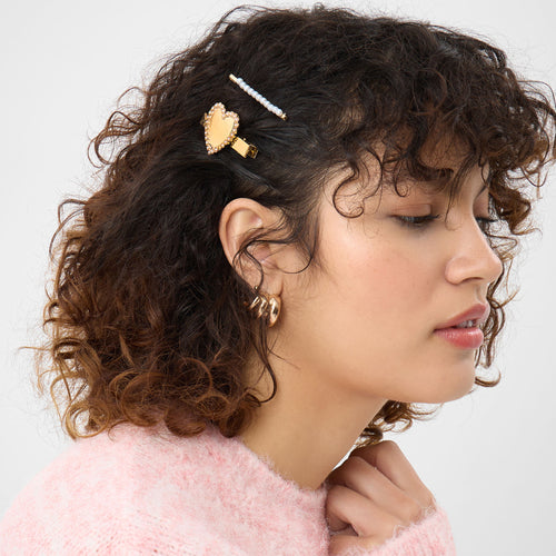 Pack of 2 Pearl Hearts Hair Clips