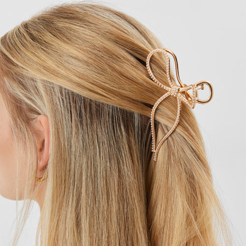 Pearl Bow Hair Claw Clip