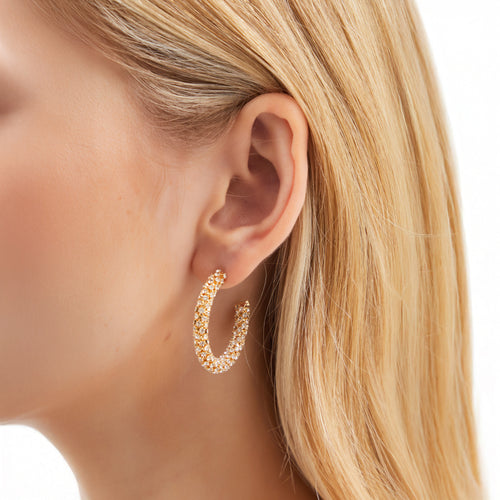 Chunky Diamanté Hoop Earrings