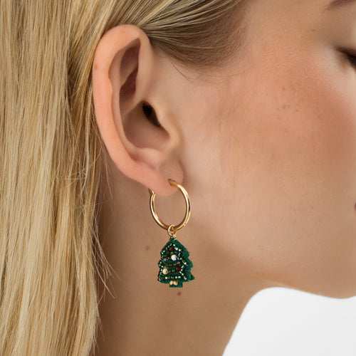 Accessorize London Women's Xmas Tree Beaded Huggie