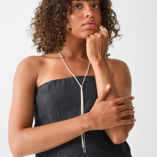 Slinky Lariat Necklace Silver