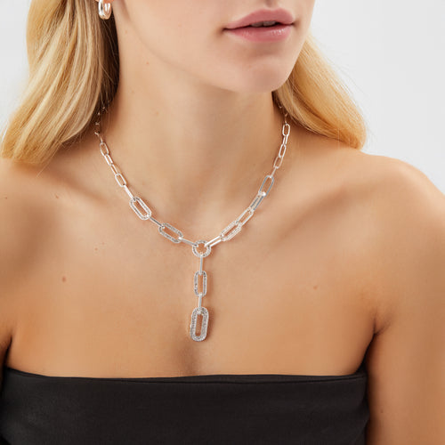 Diamante Link Lariat Necklace