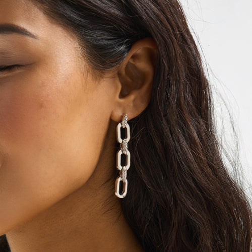 Accessorize London Women's Diamanté Chain Link Drop Earrings