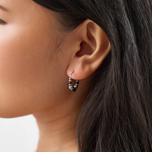 3 X Bead Sparkle Huggie Hoop