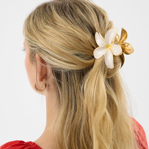 Tropical Flower Metal Hair Claw Clip