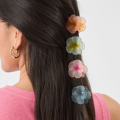 Pack of 4 Mini Tropical Flower Hair Clips