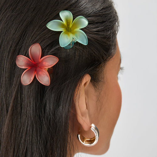 Pack of 2 Tropical Flower Hair Claw Clips