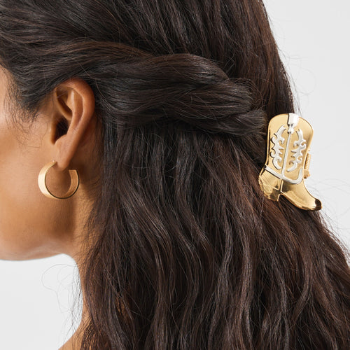 Metal Cowboy Boot Hair Claw Clip