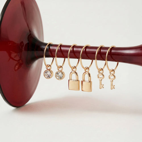 Padlock & Key Hoop Earrings Pack of 3