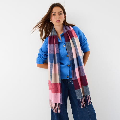 Bright Multi Check Print Blanket Scarf