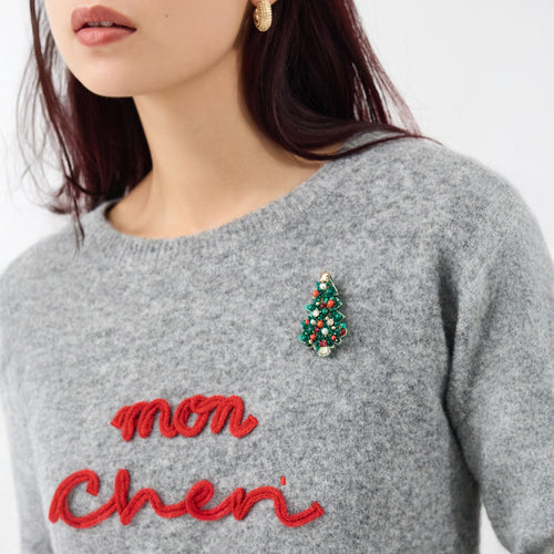 Beaded Christmas Tree Brooch