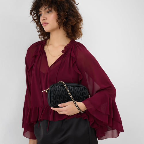 Small Ruched Crossbody Bag Black