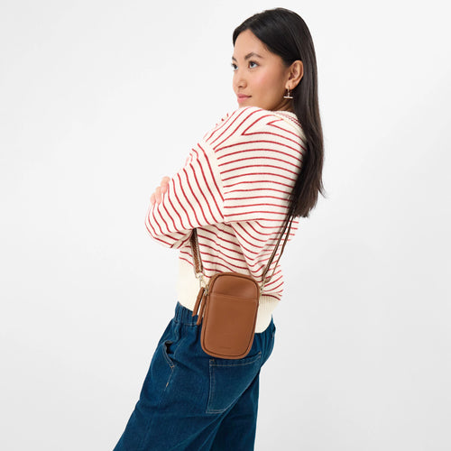 Brown Double Pouch Phone Bag