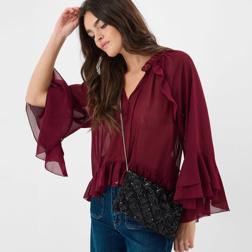 Black Tianna Metallic Embellished Clutch Bag