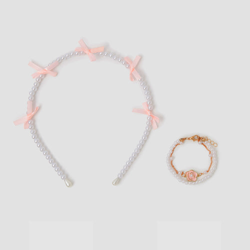 Girls Pearl Headband & Bracelet Set