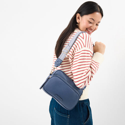 Blue Double Zip Sling Bag