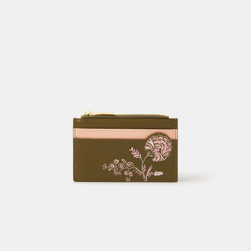 Floral Embroidered Card Holder