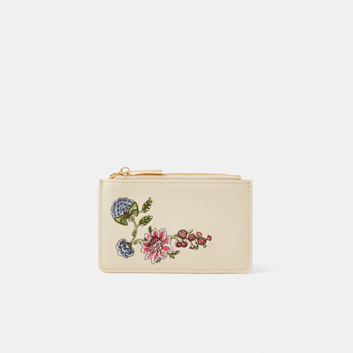 Floral Embroidered Card Holder