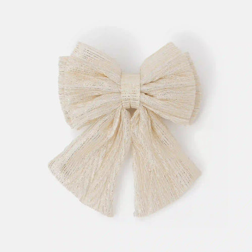Girls Glitter Stripe Bow Barrette Hair Clip