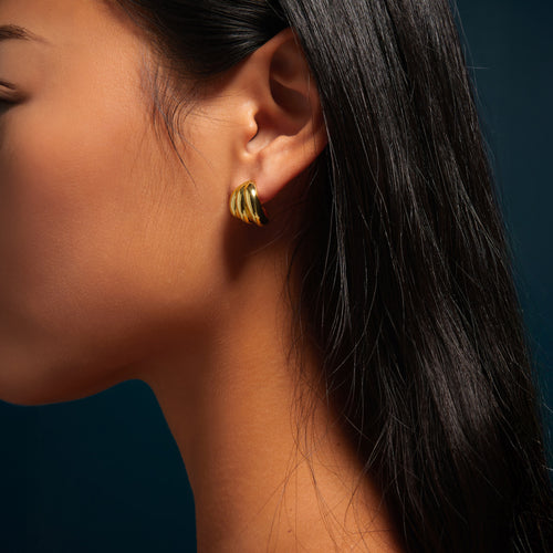 Accessorize London Women's 14k Gold-Plated Ridge Curve Drop Earrings