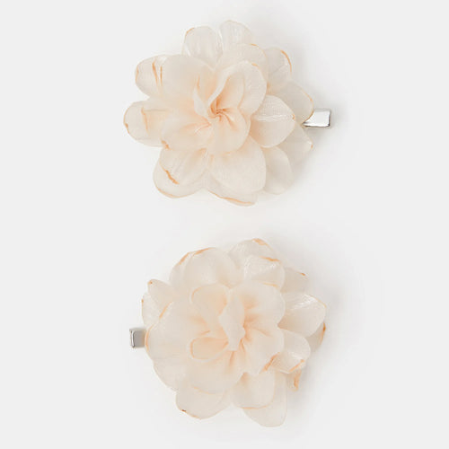 Girls Fabric Flower Hair Clips Set of 2