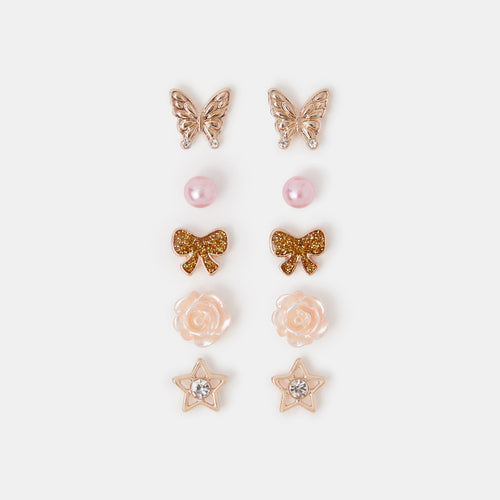 5-Pack Sparkle Bow Stud Earrings