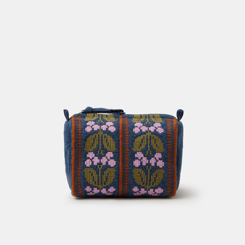 Floral Tapestry Denim Make Up Bag