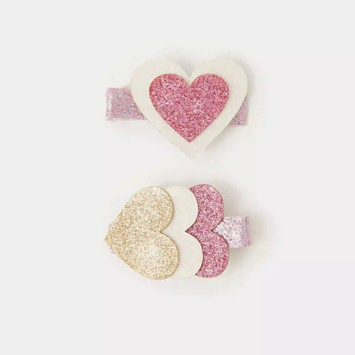 Girls Heart Glitter Slides Set Of 2