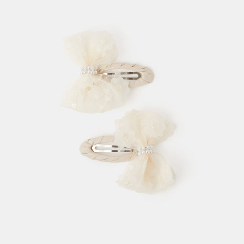 Girls Flower Mesh Bow Clips