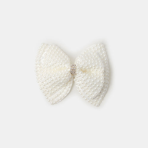 Girls Allover Pearl Bow Clip