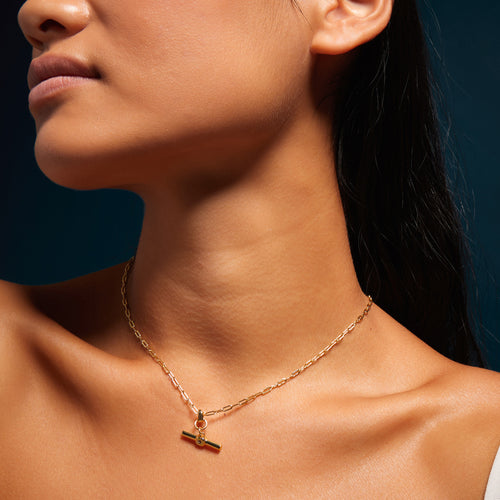 Accessorize London Women's 14k Gold-Plated T-Bar Pendant Necklace