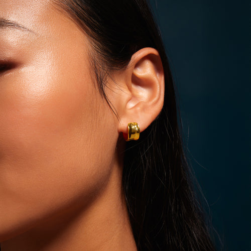 Accessorize London Women's 14k Gold-Plated Molten Clasp Hoop Earrings