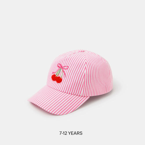 Girls Cherry Stripe Cap