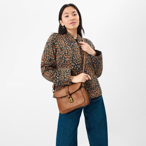 Brown Padlock Satchel Sling Bag