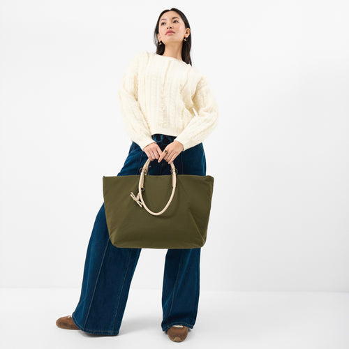 Green Nylon Tote Bag