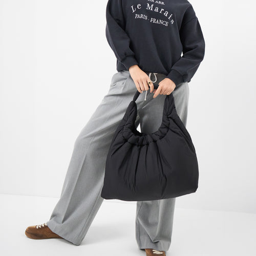 Black Nylon Quilted Shopper Bag
