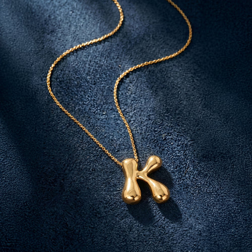 Bubble Initial (H) Pendant Necklace Gold