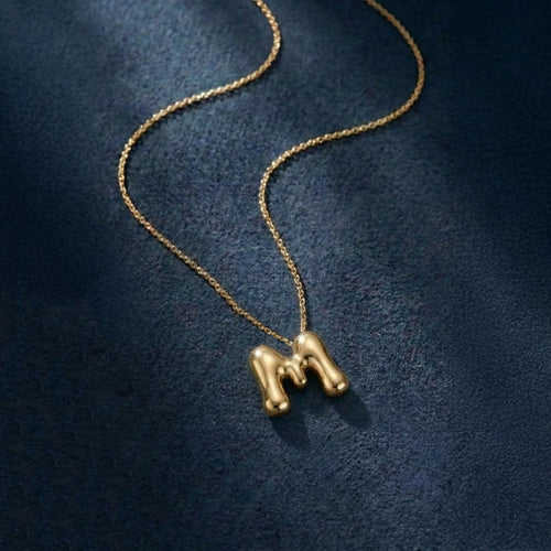 Bubble Initial (K) Pendant Necklace Gold