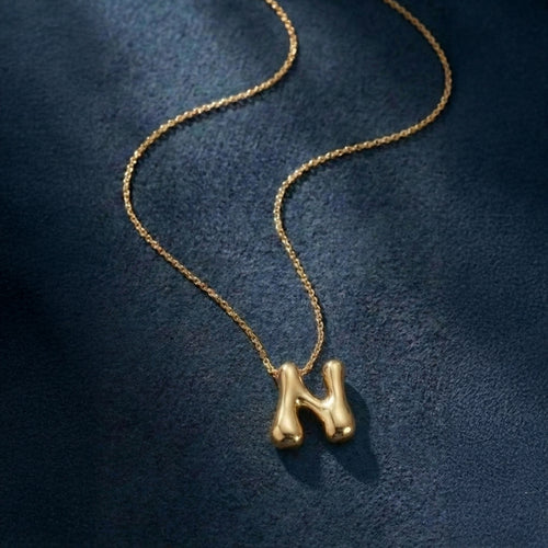 Bubble Initial (L) Pendant Necklace Gold